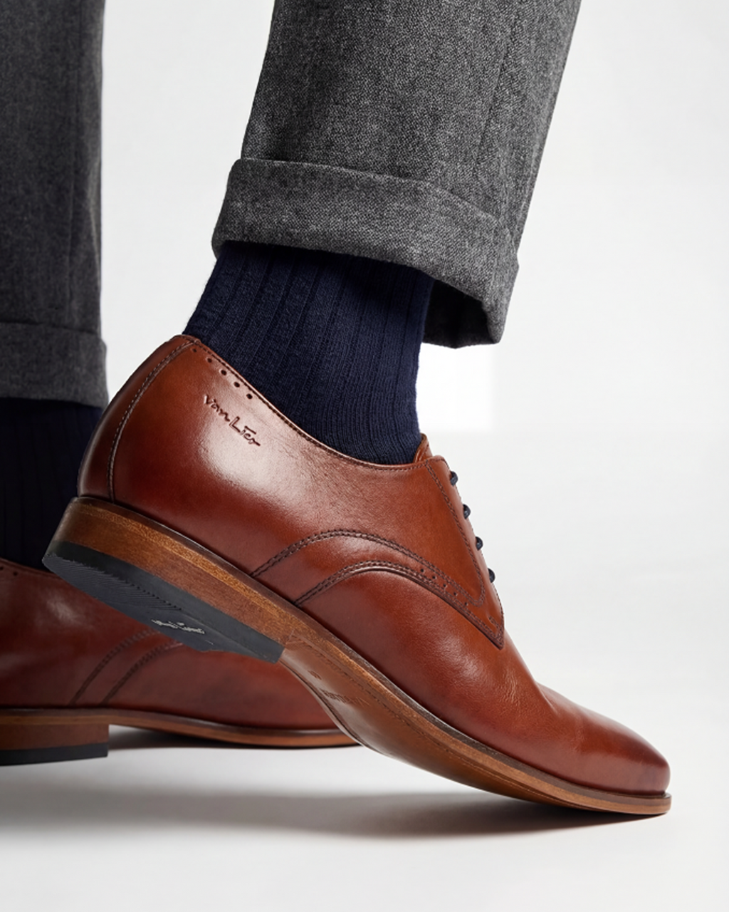 Cognac Glattleder Rhodes Schnürschuh