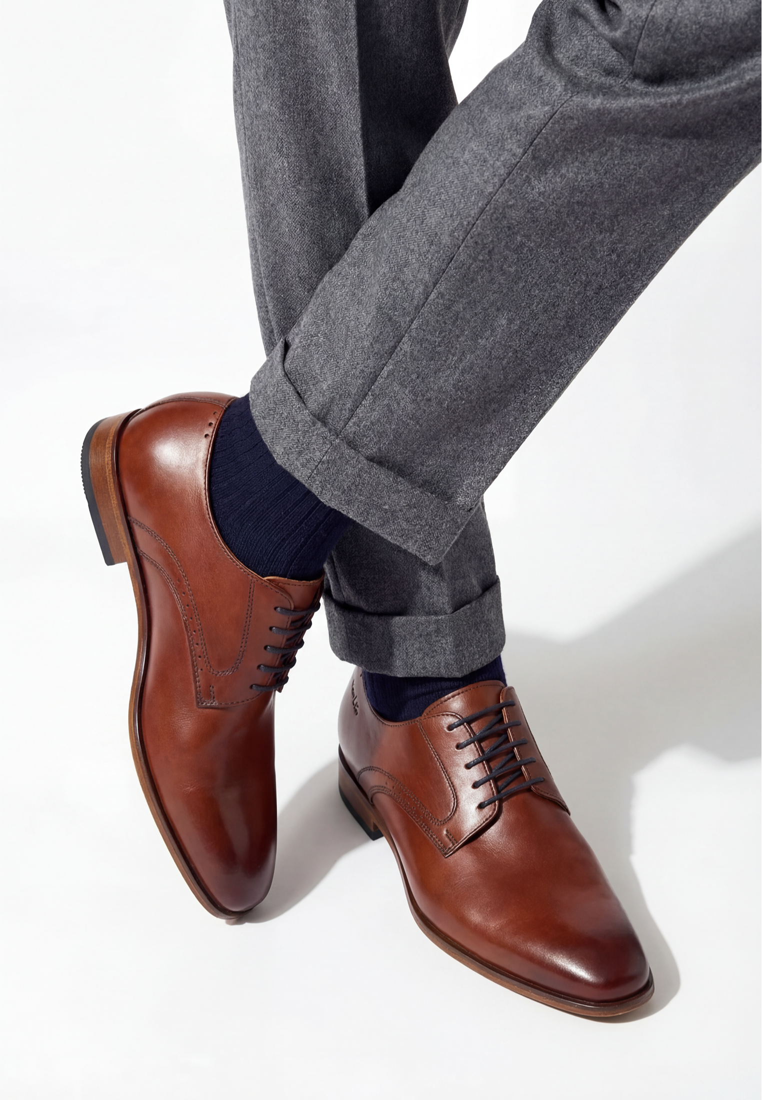 Cognac Glattleder Rhodes Schnürschuh