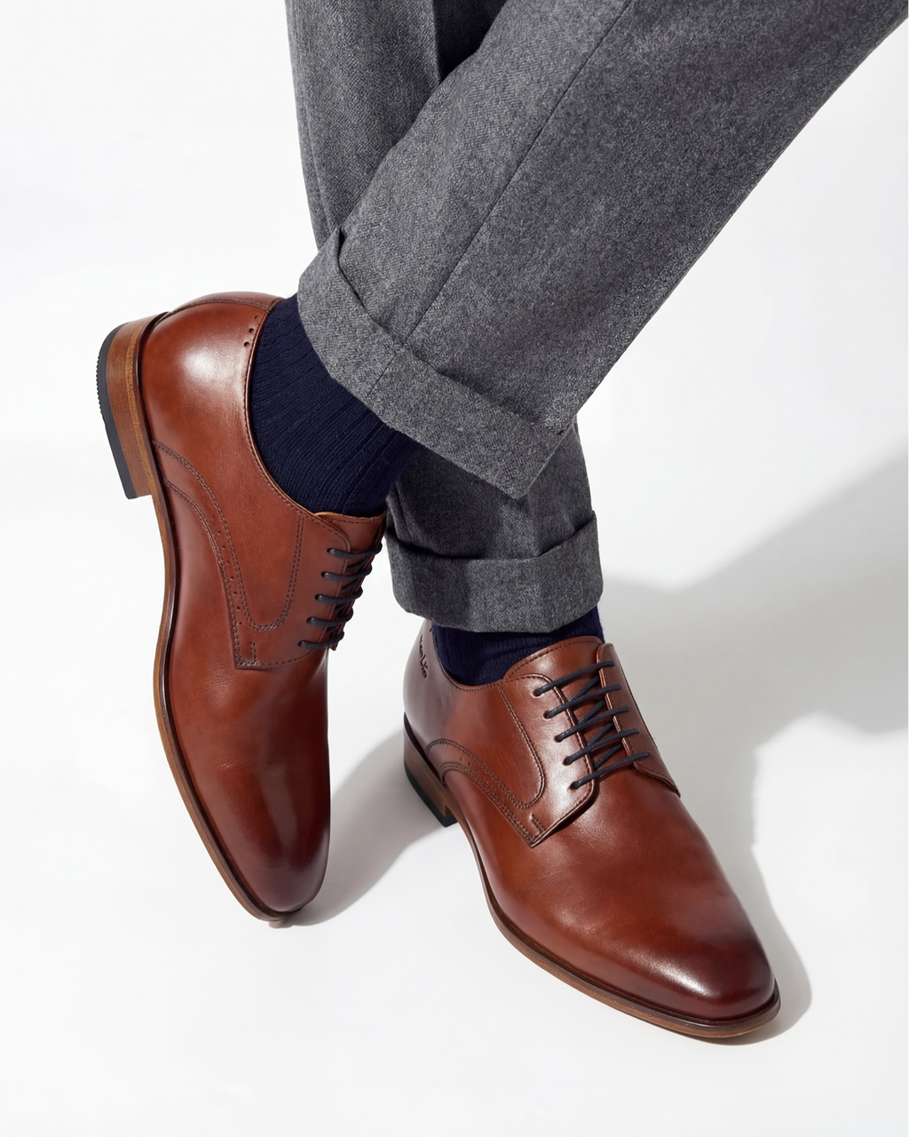 Cognac Glattleder Rhodes Schnürschuh