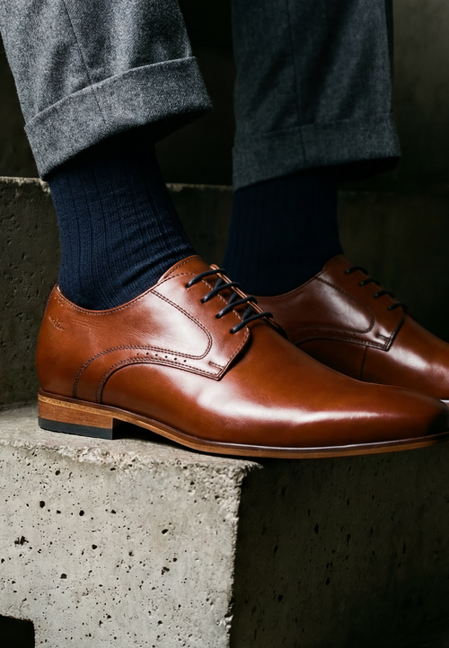 Cognac Glattleder Rhodes Schnürschuh