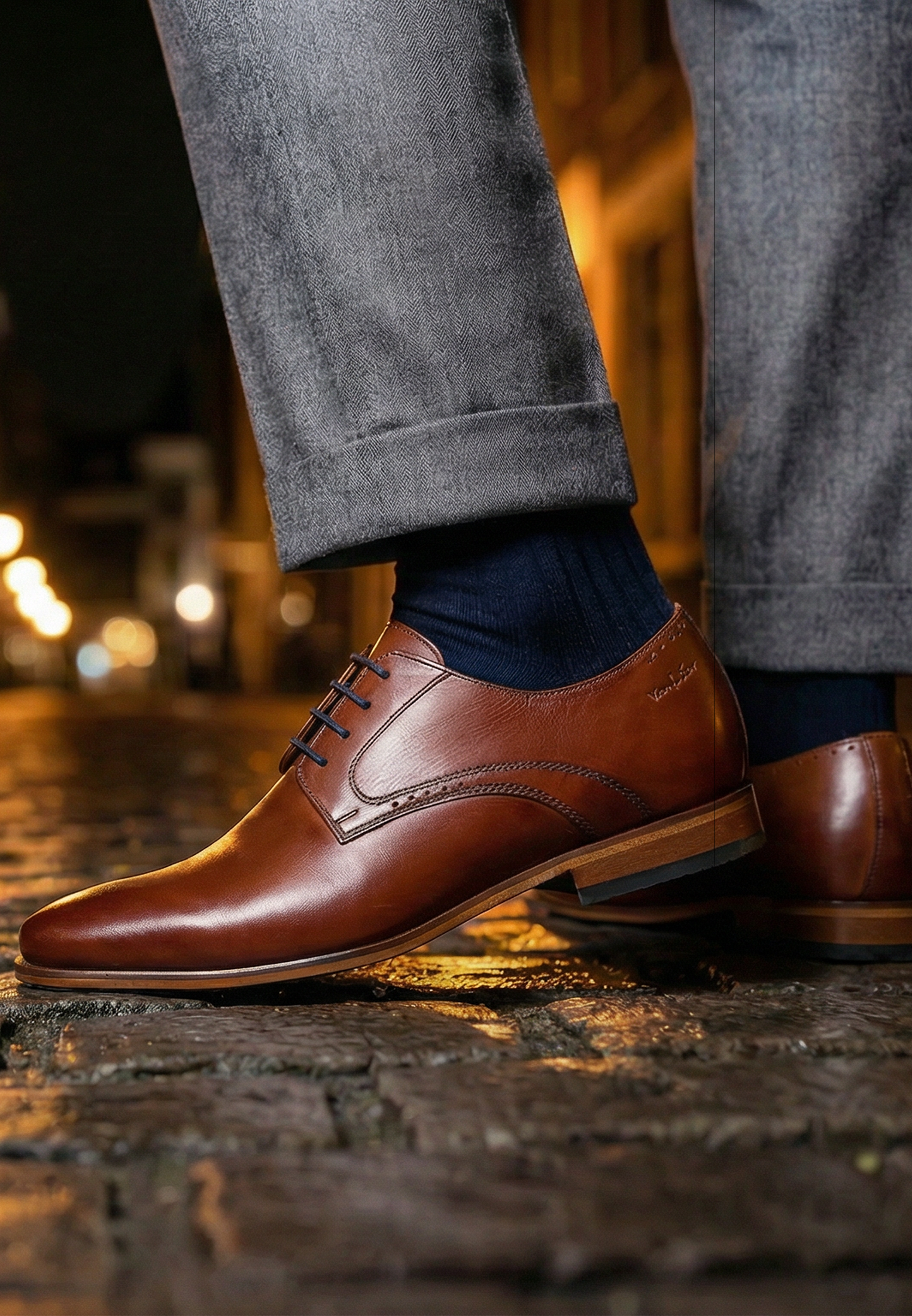 Cognac Glattleder Rhodes Schnürschuh