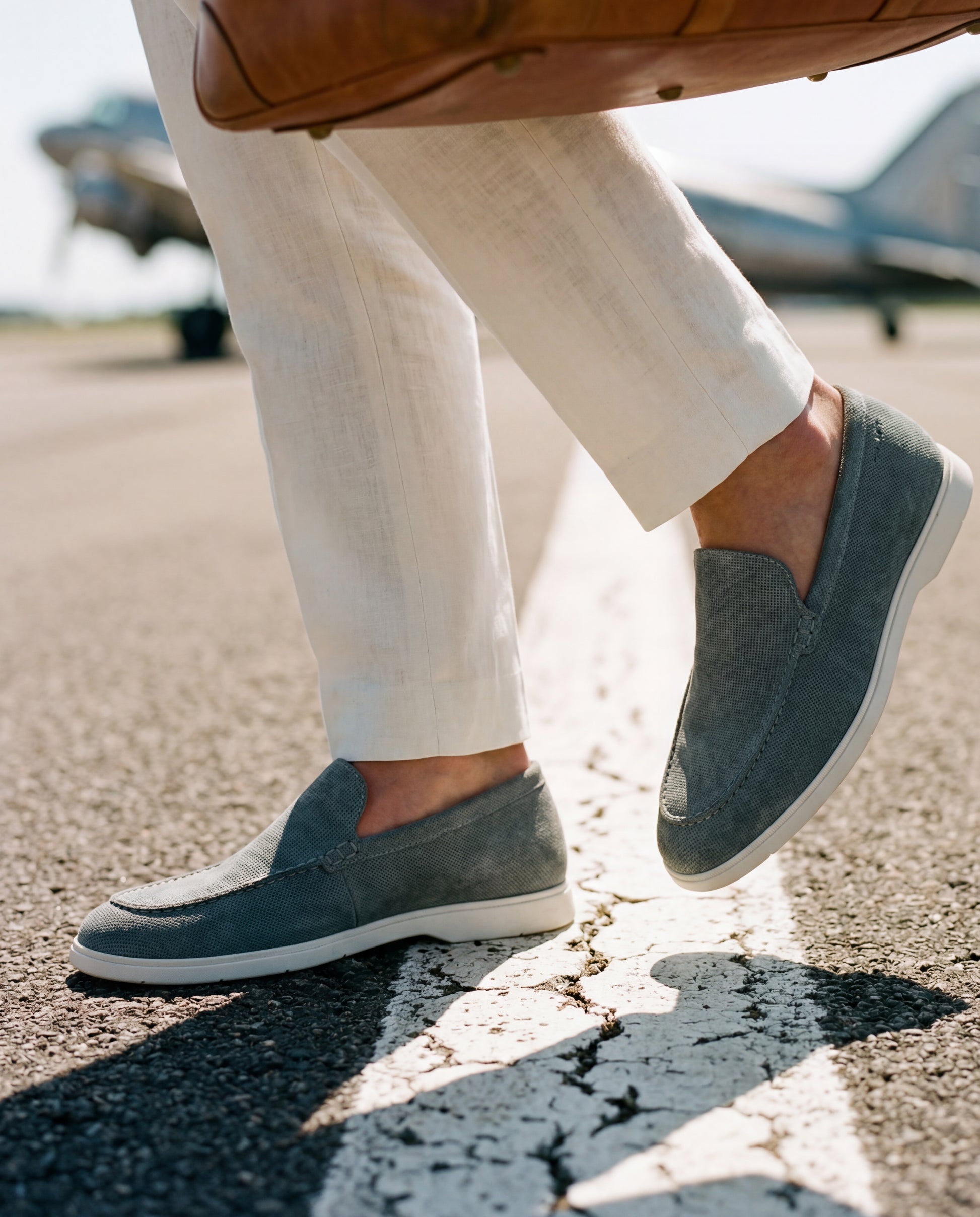 Graublauwe suède Ascona loafer