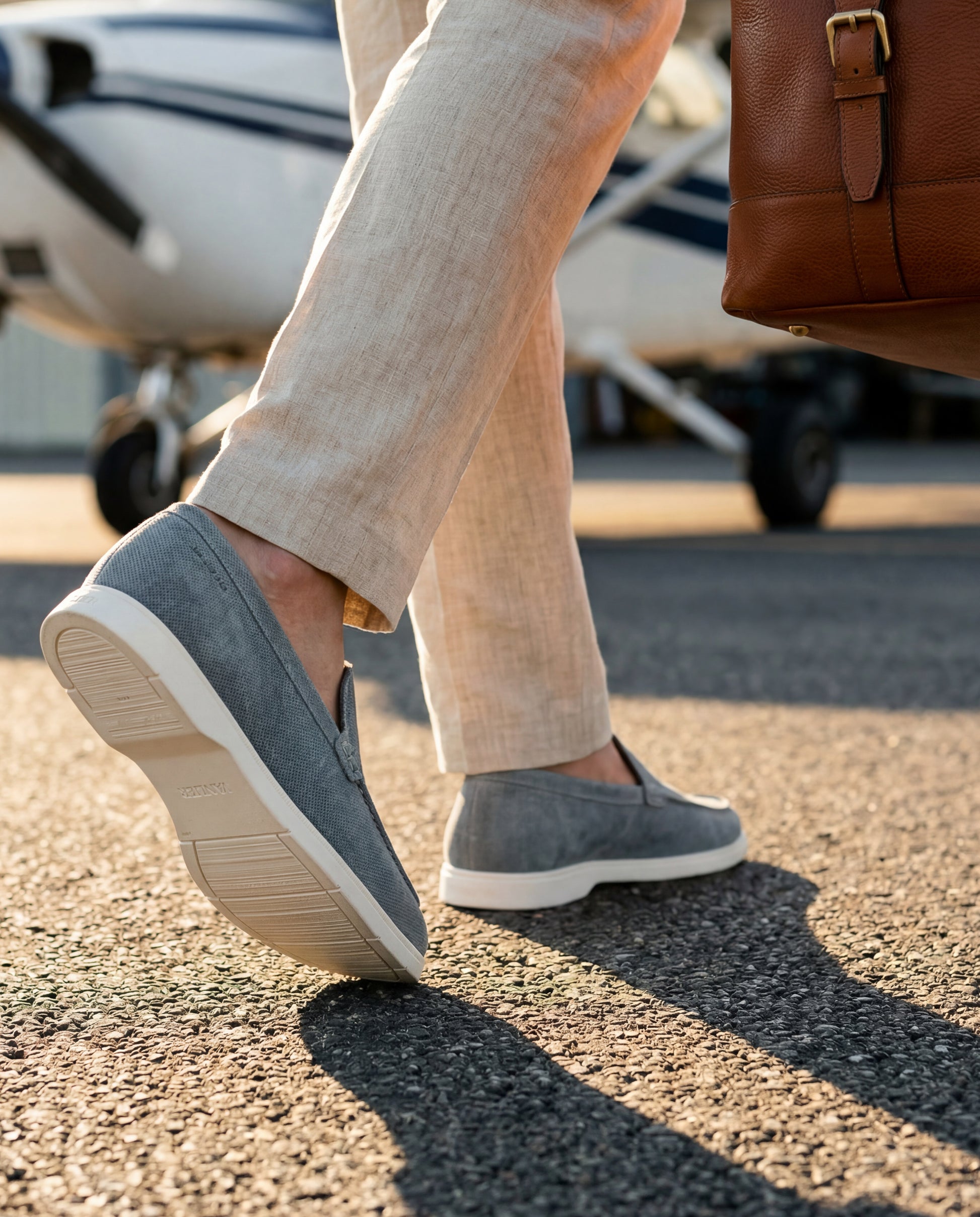 Graublauwe suède Ascona loafer