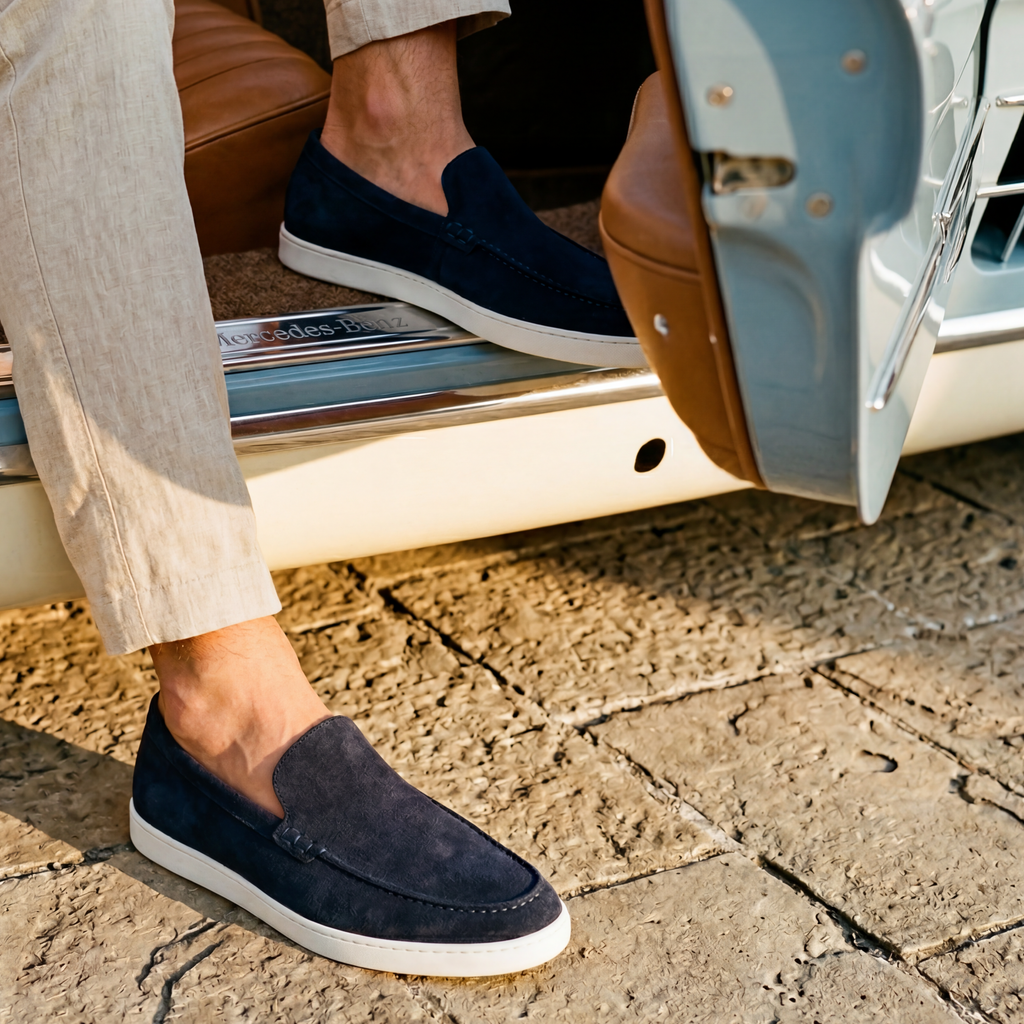 Navy blaue Wildleder Lugano Loafer