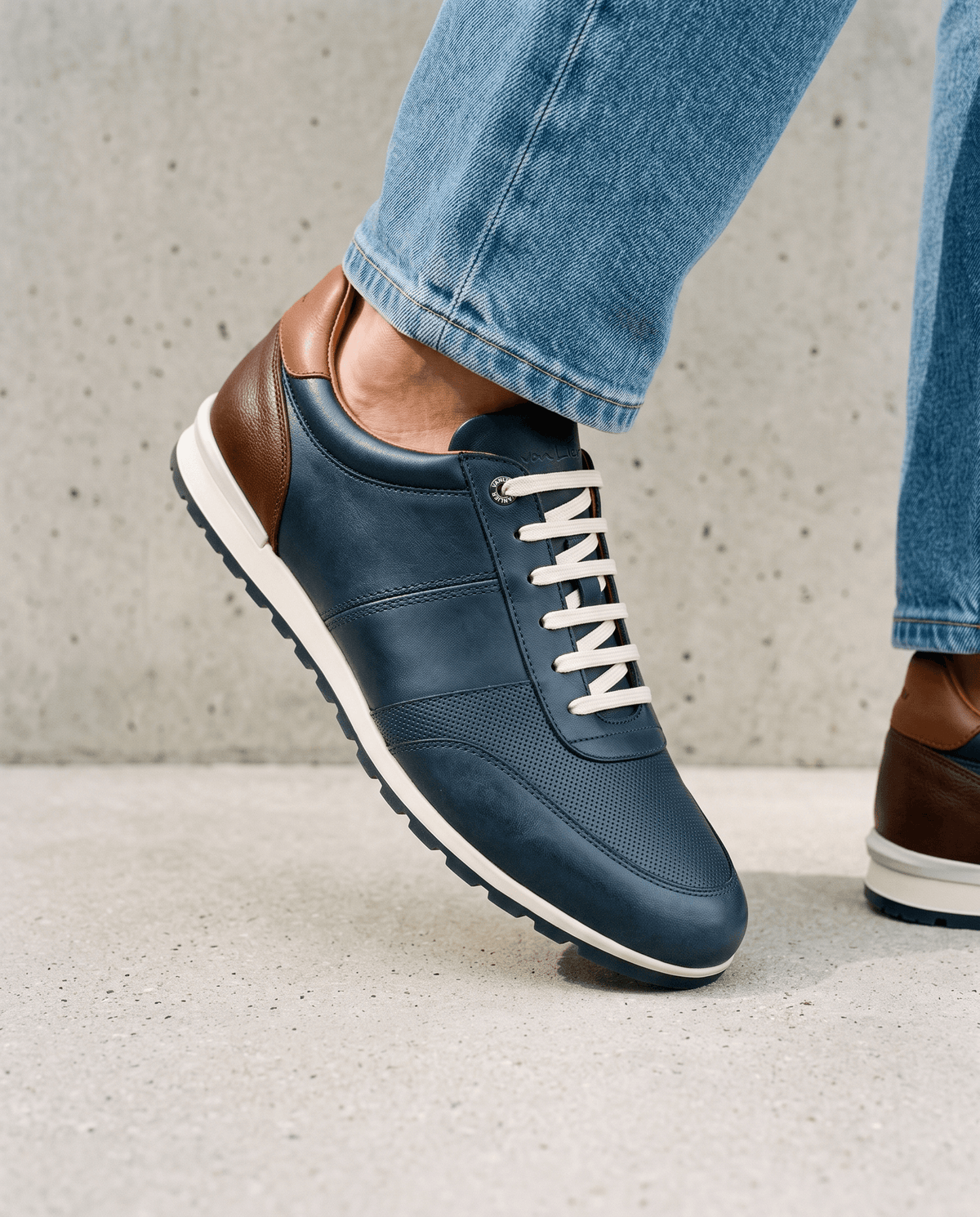 Blauw gladleren Anzano loafer
