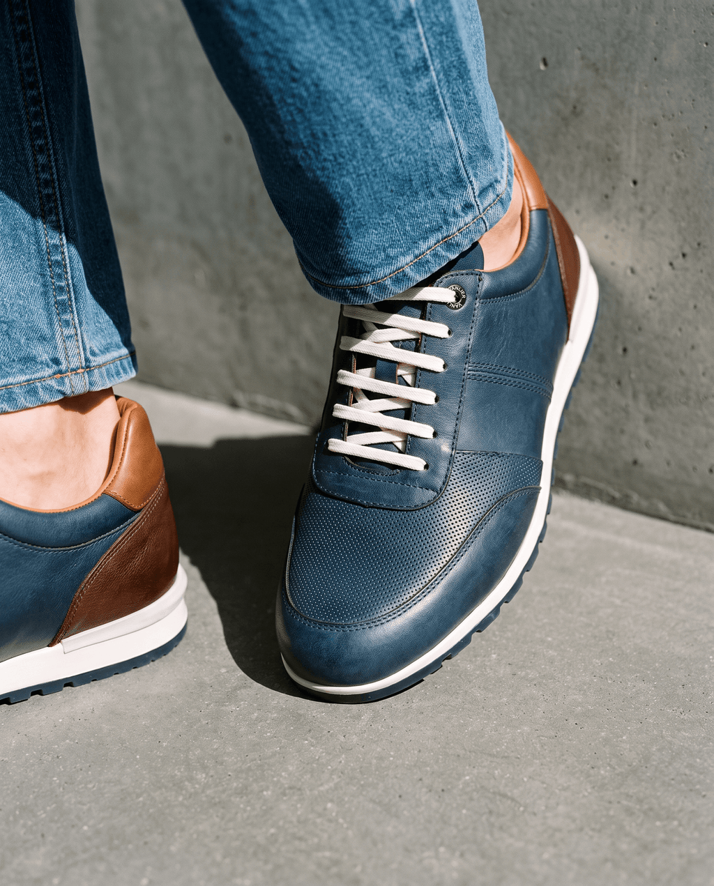 Blauw gladleren Anzano loafer