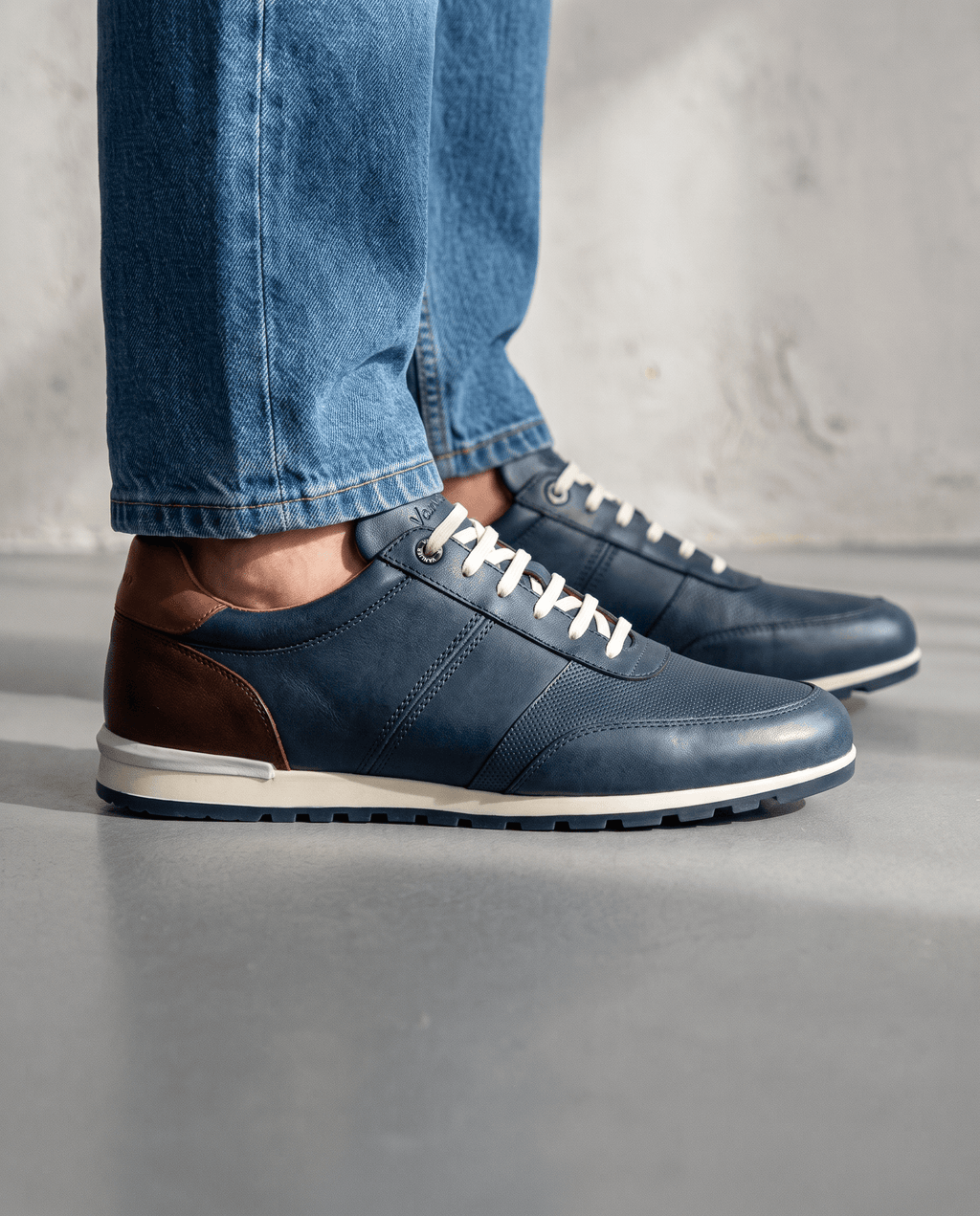 Blauw gladleren Anzano loafer