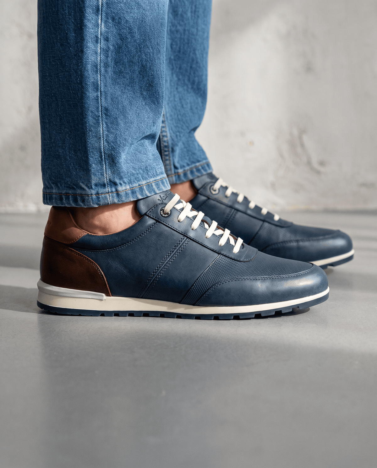 Blauw gladleren Anzano loafer