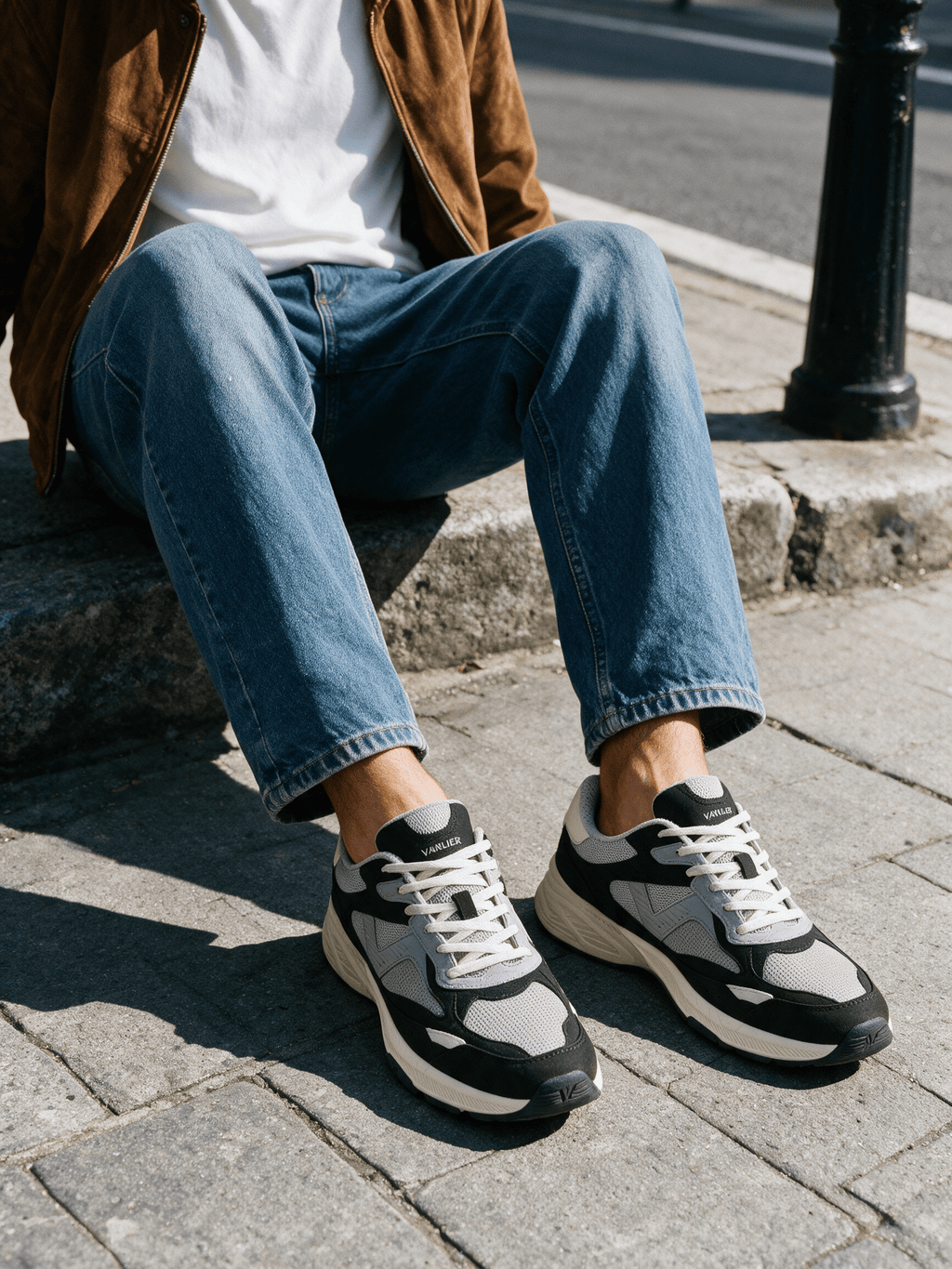 Zwart lichtgrijs combi Cosmos sneaker