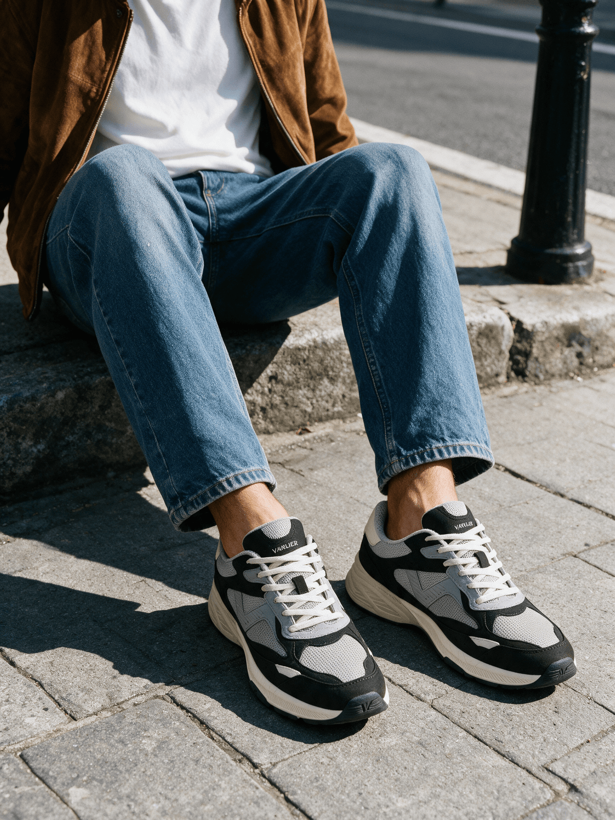 Zwart lichtgrijs combi Cosmos sneaker