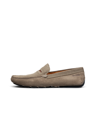 Taupe Wildleder Mokassin