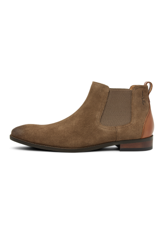 Taupefarbener Wiener Chelsea-Stiefel aus Wildleder