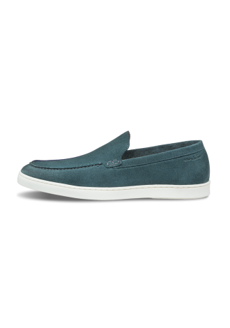 Lugano Slipper aus petrol blau Veloursleder