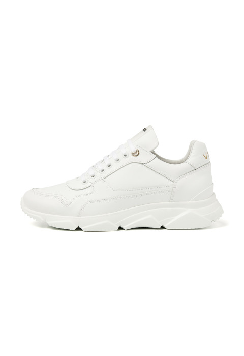 Weißes Glattleder Rock Sneaker