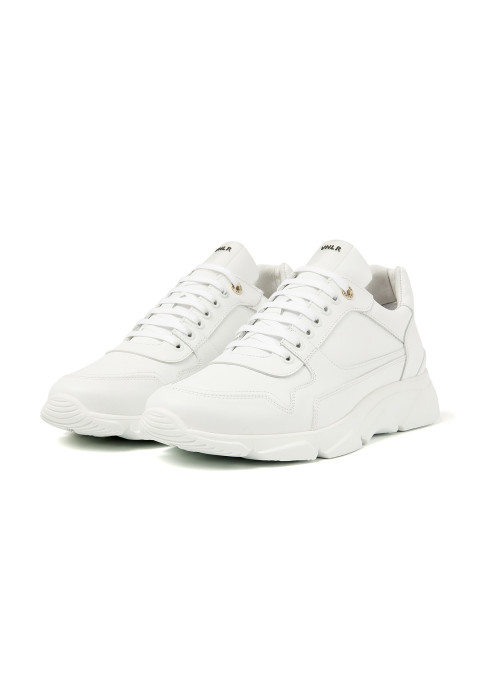 Weißes Glattleder Rock Sneaker