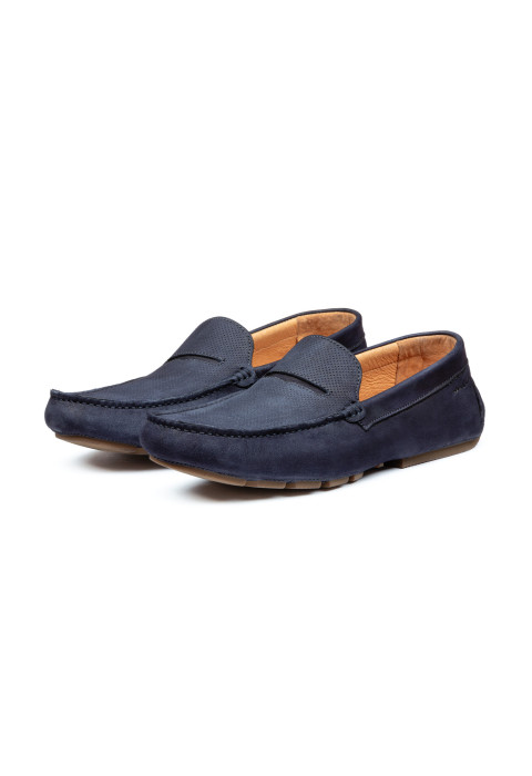Mokassin aus blauem Nubuk