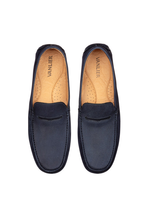 Mokassin aus blauem Nubuk