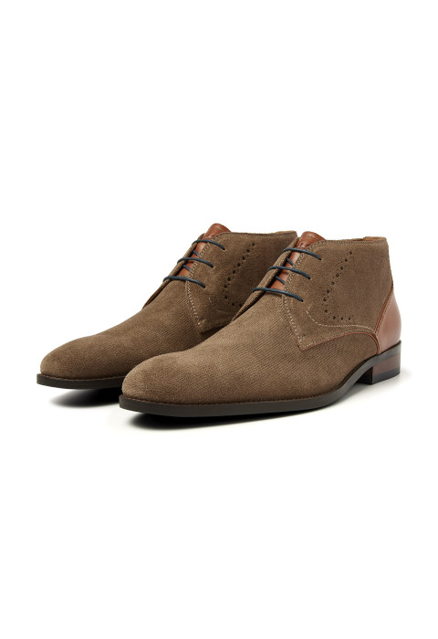 Halbhoher Schnürschuh Vienna aus Wildleder in Taupe