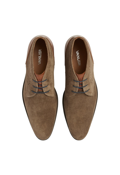 Halbhoher Schnürschuh Vienna aus Wildleder in Taupe