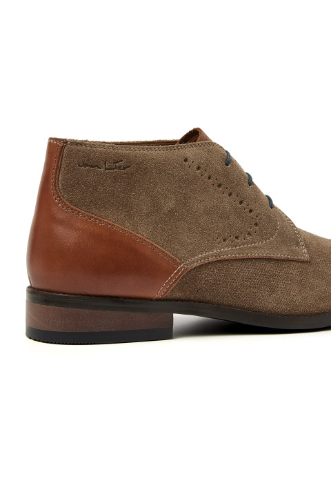 Halbhoher Schnürschuh Vienna aus Wildleder in Taupe