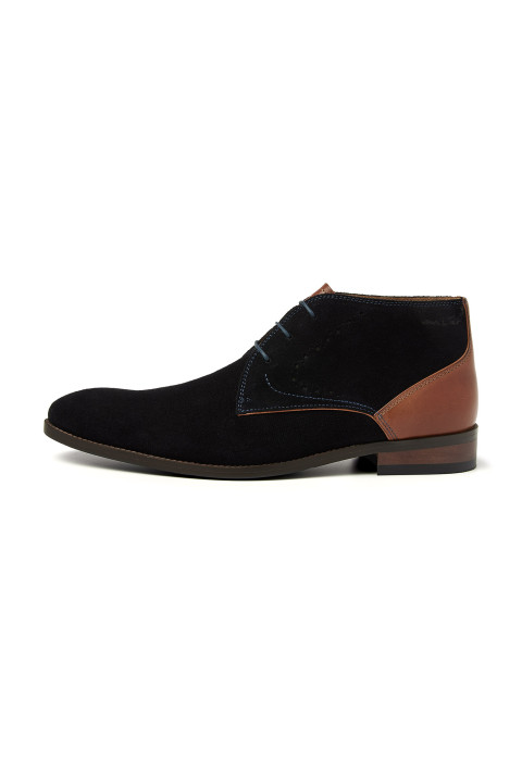 Mittelhoher Vienna-Schnürschuh aus dunkelblauem Wildleder