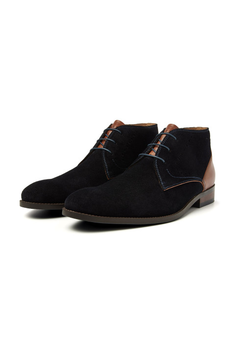 Mittelhoher Vienna-Schnürschuh aus dunkelblauem Wildleder