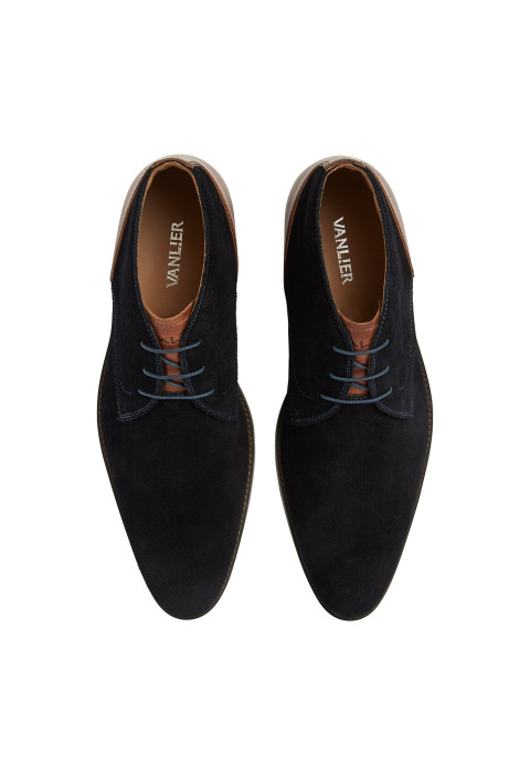 Mittelhoher Vienna-Schnürschuh aus dunkelblauem Wildleder
