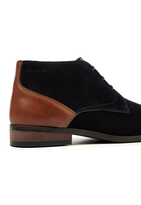 Mittelhoher Vienna-Schnürschuh aus dunkelblauem Wildleder