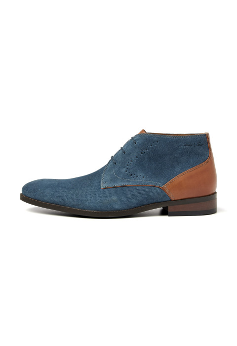 Halbhoher Schnürschuh Vienna aus blauem Wildleder
