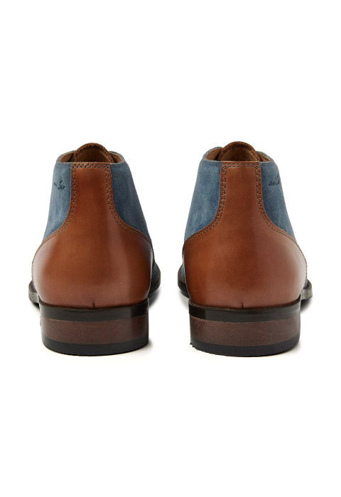 Halbhoher Schnürschuh Vienna aus blauem Wildleder