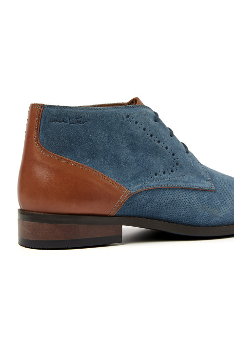Halbhoher Schnürschuh Vienna aus blauem Wildleder