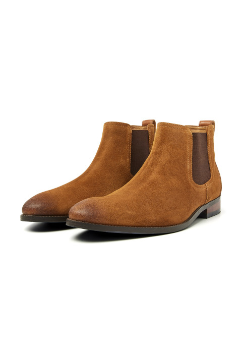 Cognacfarbener Wiener Chelsea-Stiefel aus Wildleder