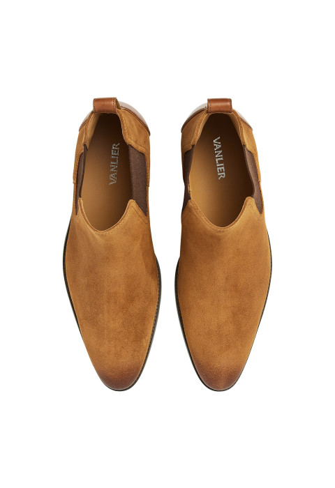 Cognacfarbener Wiener Chelsea-Stiefel aus Wildleder