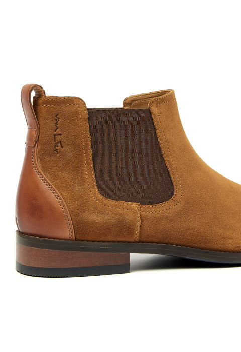 Cognacfarbener Wiener Chelsea-Stiefel aus Wildleder