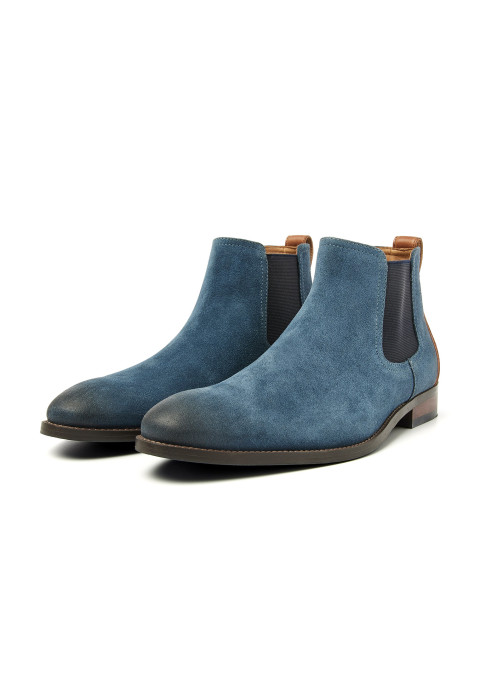 Wiener Chelsea-Stiefel aus blauem Wildleder