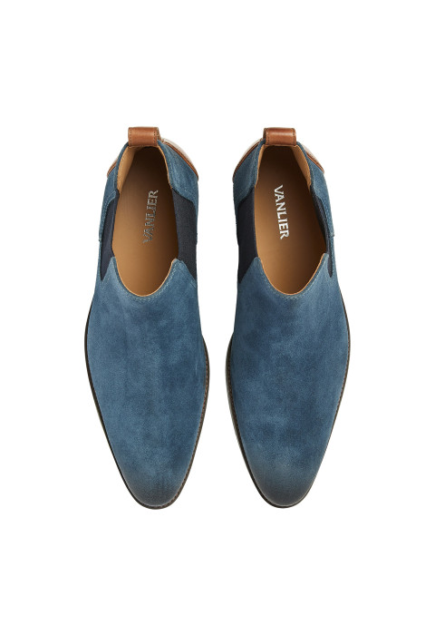 Wiener Chelsea-Stiefel aus blauem Wildleder