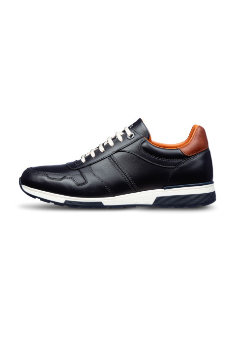 Positano Trainer aus marineblauem Glattleder