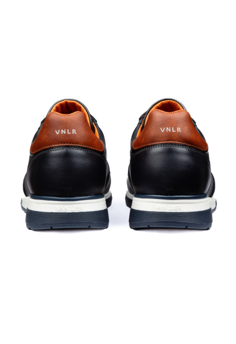 Positano Trainer aus marineblauem Glattleder