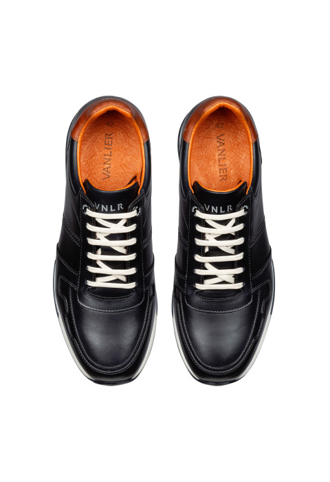 Positano Trainer aus marineblauem Glattleder