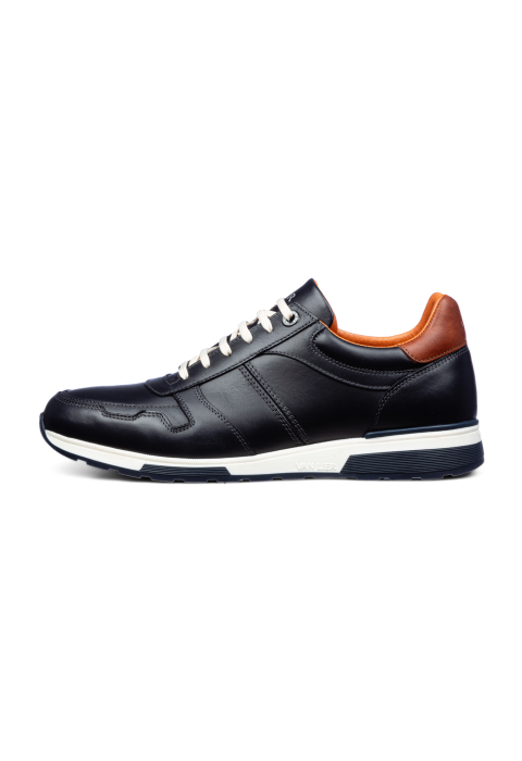 Positano Trainer aus marineblauem Glattleder