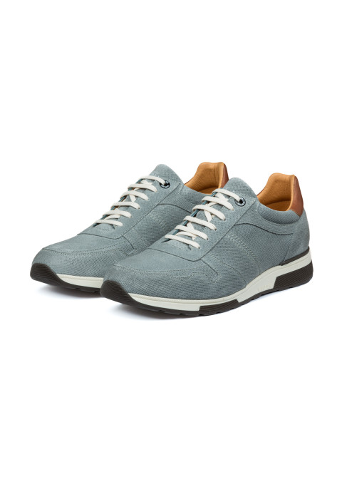 Graublauer Positano-Sneaker aus glattem Leder