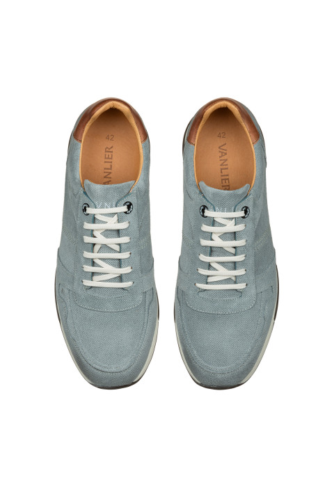 Graublauer Positano-Sneaker aus glattem Leder