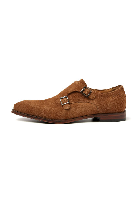 Cognacfarbener Madison-Schnallenschuh aus Wildleder