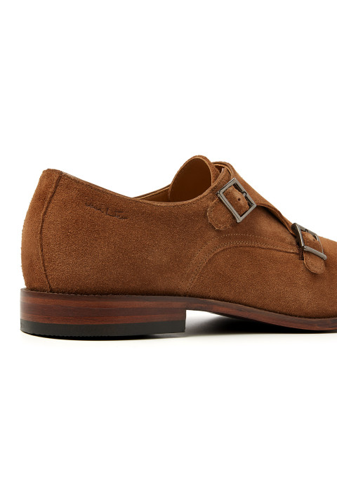 Cognacfarbener Madison-Schnallenschuh aus Wildleder
