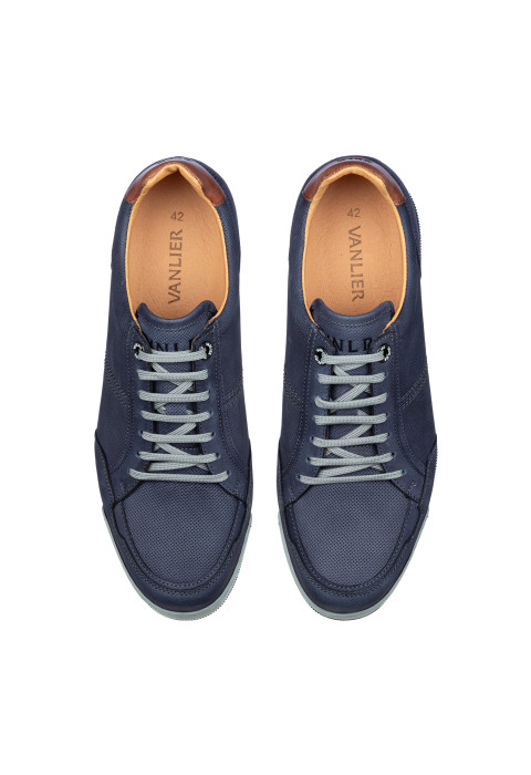 Marineblauer Nubuk-Sneaker Magnus