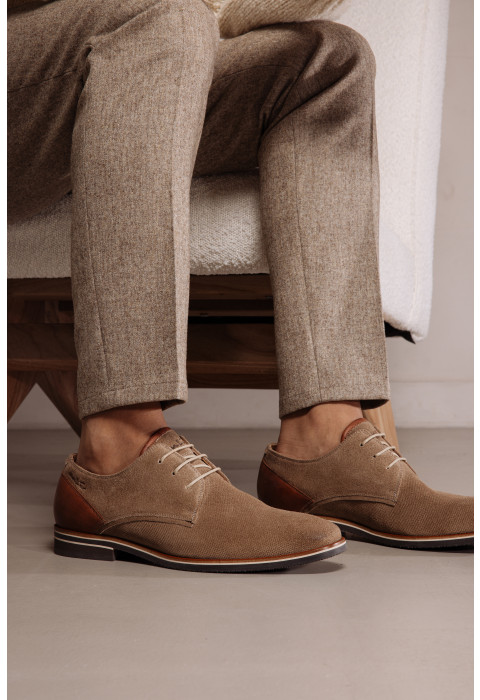 Amalfi-Schnürschuh aus Wildleder in Taupe