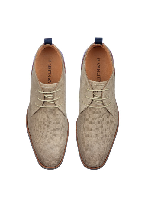 Halbhoher Schnürschuh Amalfi aus Wildleder in Taupe