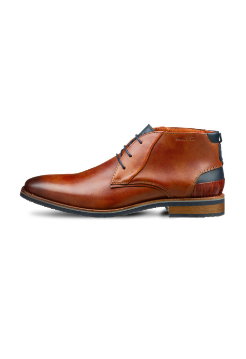 Halbhoher Amalfi-Schnürschuh aus cognacfarbenem Glattleder