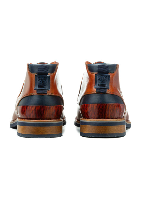Halbhoher Amalfi-Schnürschuh aus cognacfarbenem Glattleder