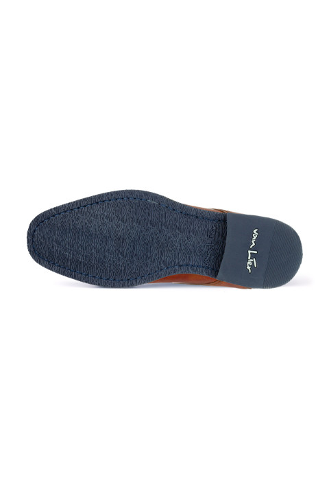 Halbhoher Amalfi-Schnürschuh aus cognacfarbenem Glattleder